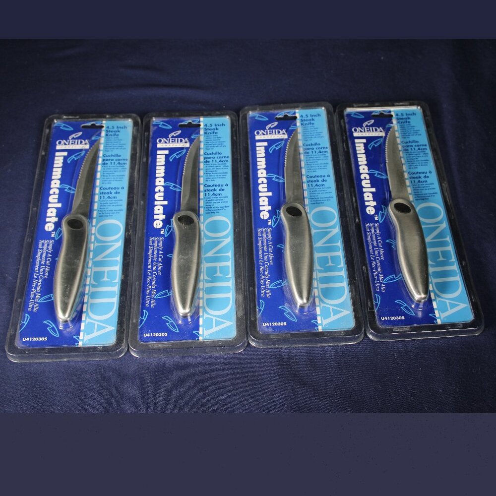 High Quality Oneida “Immaculate” TM Serrated Stainless Steel Steak Knives - 4
